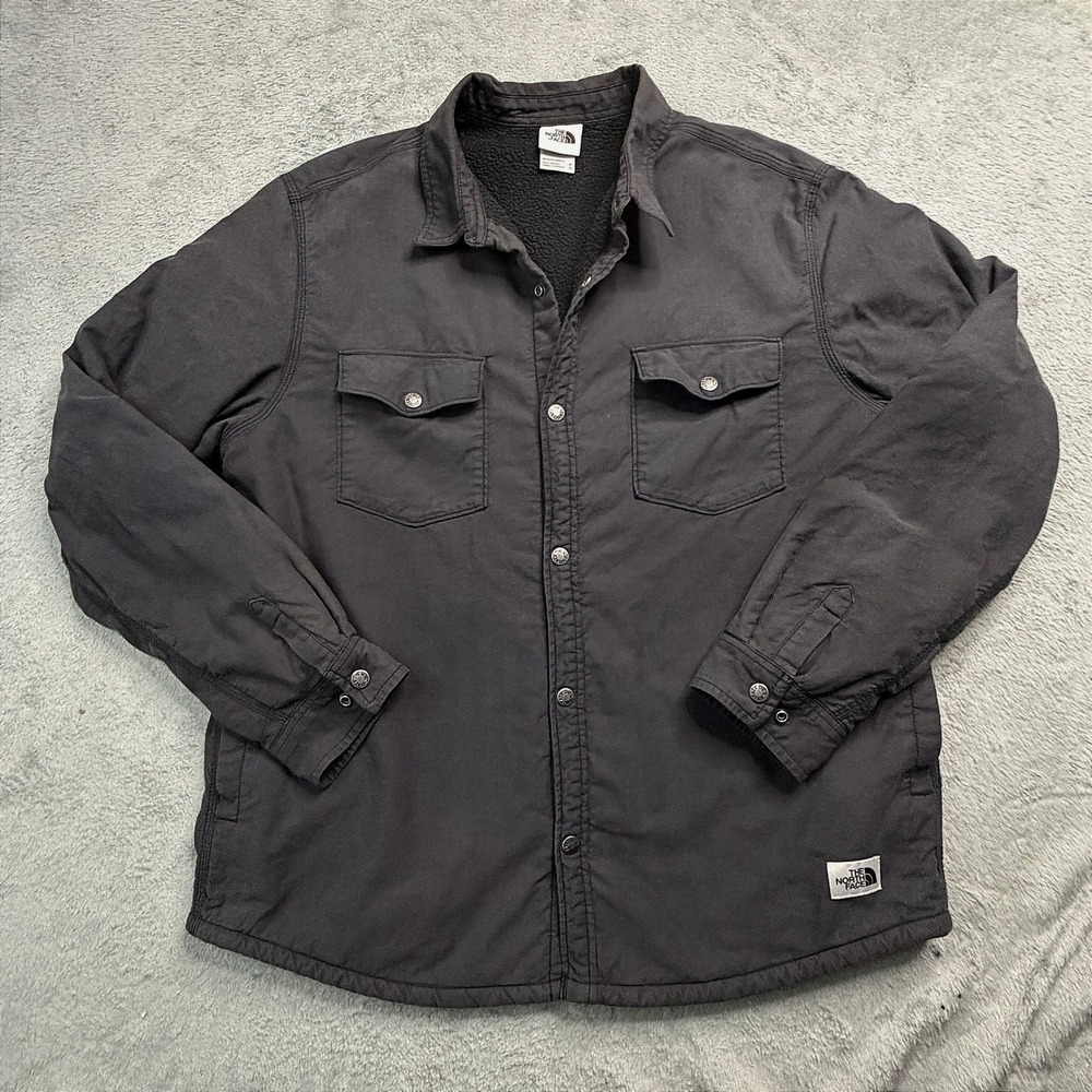 The North Face Fort Point Sherpa Lined Shirt Jacket Charcoal Grey NF0A3YR5 XL